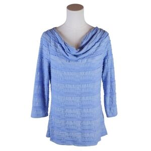 Dana Buchman Periwinkle Cowl Neck Textured 3/4 Sleeve Top - Size M